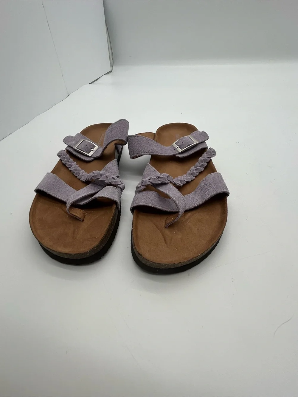Mountain Sole Women’s Braided Strap Lavender Suede Slide Sandals size 9